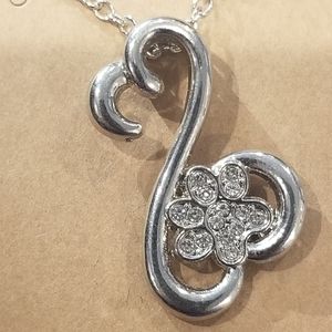 Double open heart paw print necklace